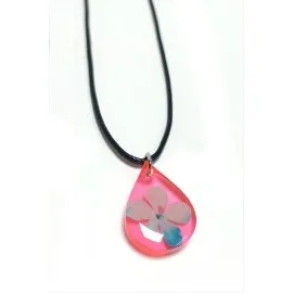 Kartopu Çiçeği Damla Epoksi Kolye-Turuncu