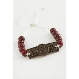 Karışık Aparatlı Cam Taş Makrome Örgü İp Bileklik-Renkli