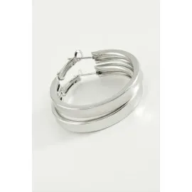 Ezme Halka Küpe 6 Cm-Gümüş Rengi