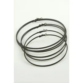 Ezme Metal Halka Küpe 6 Adet-Siyah