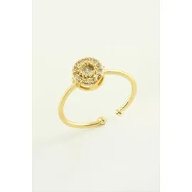 Yuvarlak Zirkon Taşlı Yüzük-Gümüş Rengi