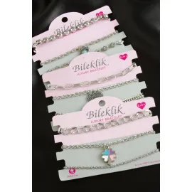 Karışık Trend Zincir Bileklik-Gümüş Rengi