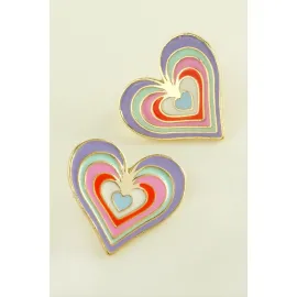 Kalp Yeni Sezon Mineli Küpe-Sarı