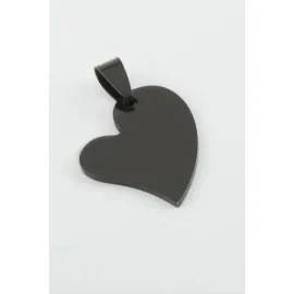 Kalp İsim Yazılabilir Çelik Kolye Ucu 2,8 cm-Siyah