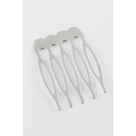 5 Diş Düz Metal Tarak 1 Adet-Gümüş Rengi