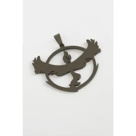 Kuş Çelik Kolye Ucu 3 Cm-Siyah