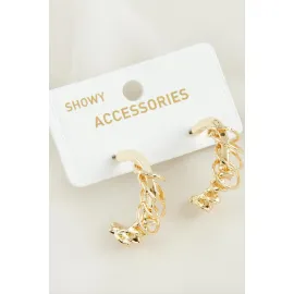 Yarım Halka Trend Metal Küpe-Sarı