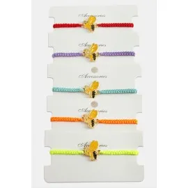 Arı Makrome Örgülü Bileklik-Renkli