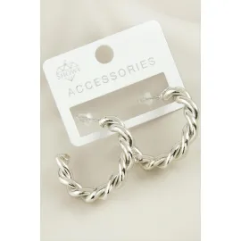 Burgulu Trend Halka Metal Küpe-Sarı