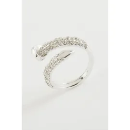 Çivi Zirkon Taşlı Yüzük-Gümüş Rengi