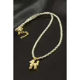 Köpek Kristal Kolye-Sarı