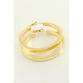 Ezme Halka Küpe 4,5 cm-Sarı