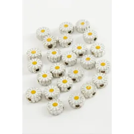 Papatya Mineli Bileklik ve Kolye Ucu Aparatı 1 Adet-Gümüş Rengi