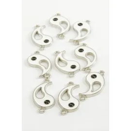 Yin Yang Çift Kulp Mineli Bileklik Ve Kolye Ucu Aparatı 1 Adet-Beyaz