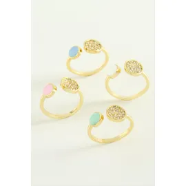 Yuvarlak Taşlı Mineli Eklem Yüzük-Sarı