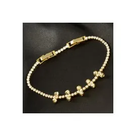 İnce Yuvarlak Tamtur Zirkon Taşlı Lüks Kararmaz Bileklik-Sarı