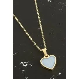 Kalp Polyester Kolye-Açık Mavi