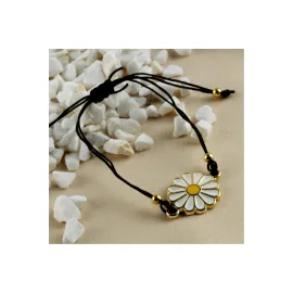 Papatya Figürlü Mineli Bileklik-Altın Rengi