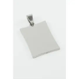 Dikdörtgen İsim Yazılabilir Çelik Kolye Ucu 2X3 cm-Gümüş Rengi