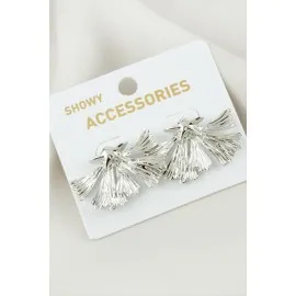 Yaprak Metal Küpe-Gümüş Rengi