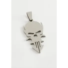 Kuru Kafa Çelik Kolye Ucu 3,5 Cm-Gümüş Rengi