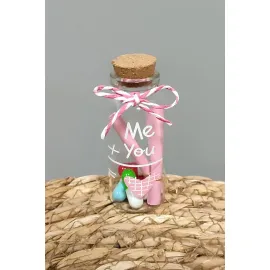 Fiyong Bağlamalı Dilek Şişesi-Pembe