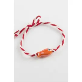 Balık Cam Boncuk Marteniçka İp Bileklik-Turuncu