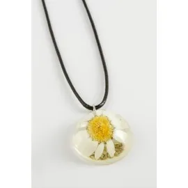 Papatya Epoksi Kolye-Beyaz