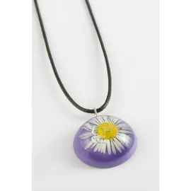 Papatya Epoksi Kolye-Mor