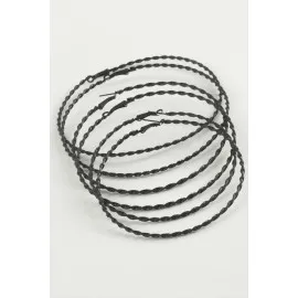 Burgulu Metal Halka Küpe 6 Adet-Siyah