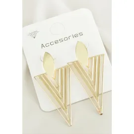 Üçgen Trend Metal Küpe-Sarı