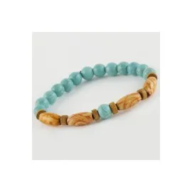 Turkuaz Ahşap Trend Yeni Sezon Doğaltaşlı Bileklik-Turkuaz