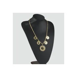 Taşlı Beşi Bir Yerde Altın Kaplama Kolye-Sarı