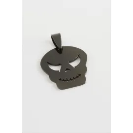 Kuru Kafa Çelik Kolye Ucu 2,5 cm-Siyah