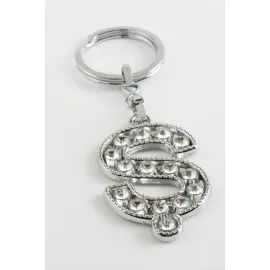 Gümüş Renkli Taşlı Harf Anahtarlık-Ş