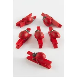 1 Adet Uğur Böceği Süs Mandal-Kırmızı