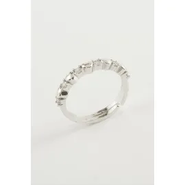 Kalp Taşlı Yüzük-Gümüş Rengi