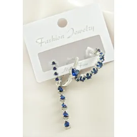 3 Adet Kalp Zirkon Taşlı Küpe-Sarı