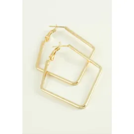 Dörtgen Halka Küpe 7 cm-Sarı