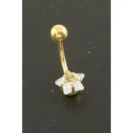 Yıldız Zirkon Taşlı Çelik Piercing 1 Adet-Sarı
