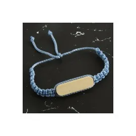 Ahşap Makrome Örgülü Bileklik-Açık Mavi