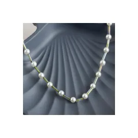 İnci Boncuk Kolye-Su Yeşili