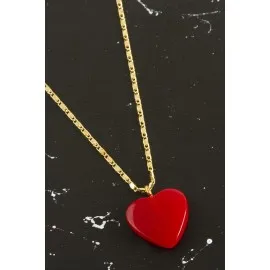 Yeni Sezon Kalp Kolye-Kırmızı