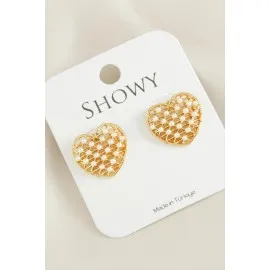 Kalp Yeni Sezon İnci Küpe-Sarı