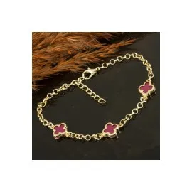 Çiçek Mineli Yeni Sezon Zincir Bileklik-Pembe