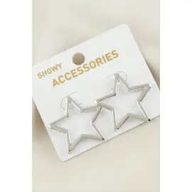 Yıldız Yeni Sezon Metal Küpe-Gümüş Rengi