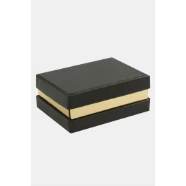 Sarı Şeritli Set Kolye Kutusu-Siyah