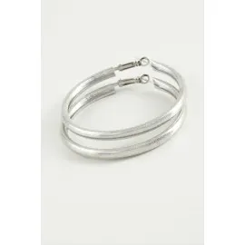 Simli Boru Halka Küpe 4,5 Cm-Gümüş Rengi