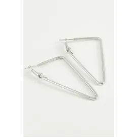 Üçgen Halka Küpe 6 cm-Gümüş Rengi