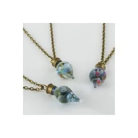 Sulu Çiçek Fanus Canlı Kolye-Renkli